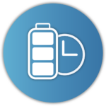 Icône de batterie et d’horloge symbolisant la faible consommation énergétique et l’autonomie des capteurs IoT pour bâtiments intelligents